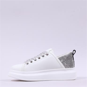 Una Healy Physical Glitter Heel Trainer - White Silver